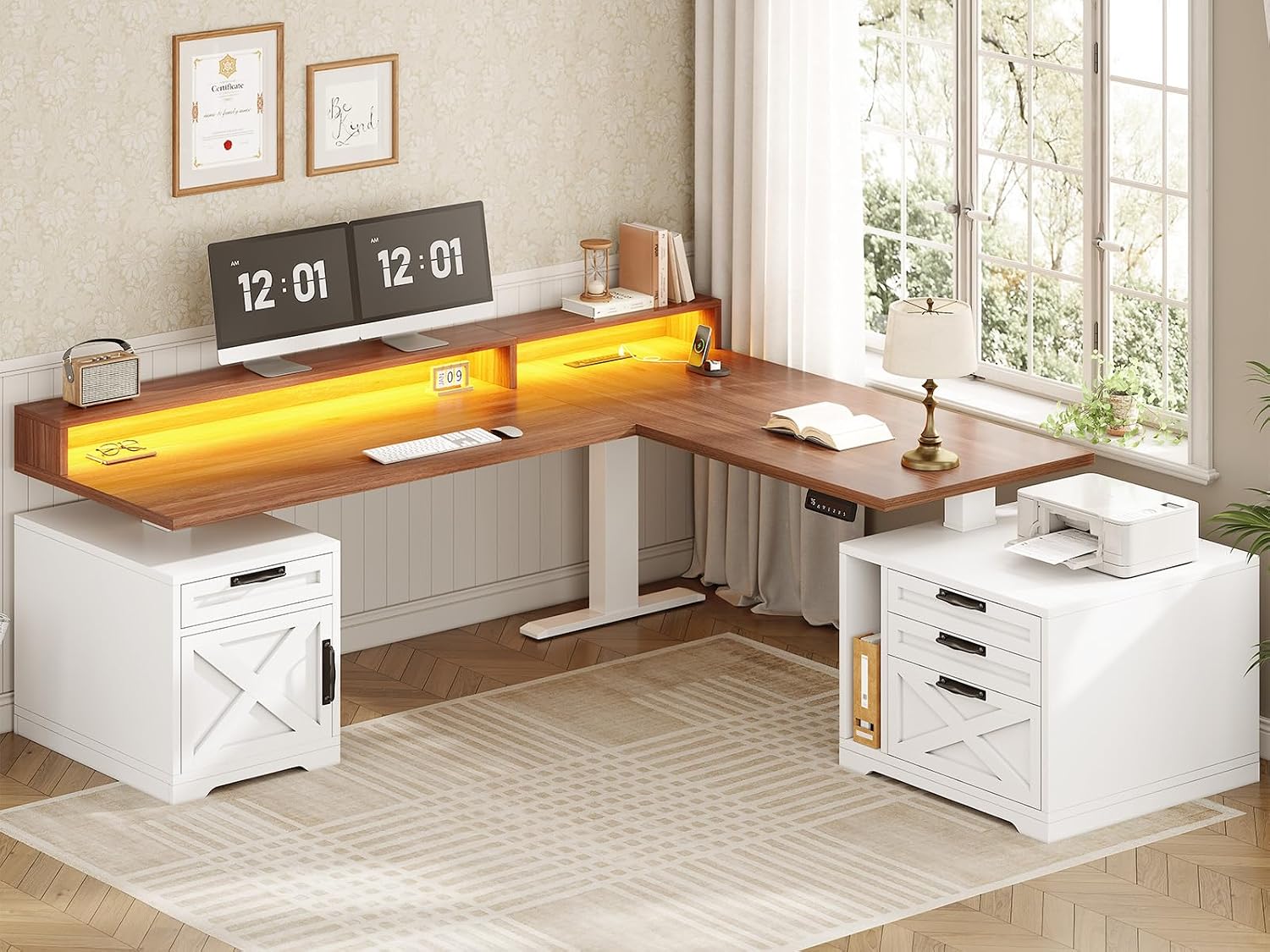 Office Furniture Custom - Г-образный регулируемый по высоте стол с