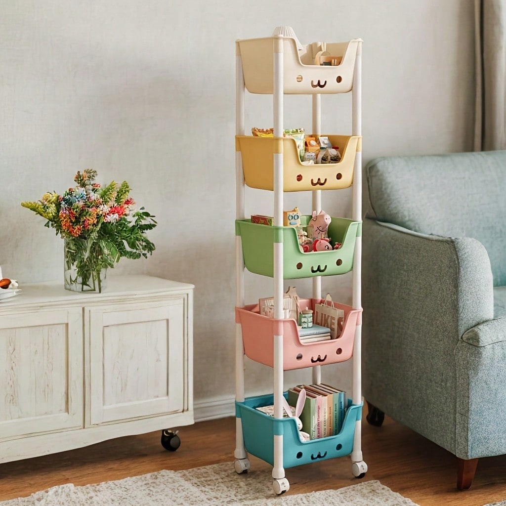 Bookshelf 5 Tier - Мобильный книжный стеллаж на 5 уровней,