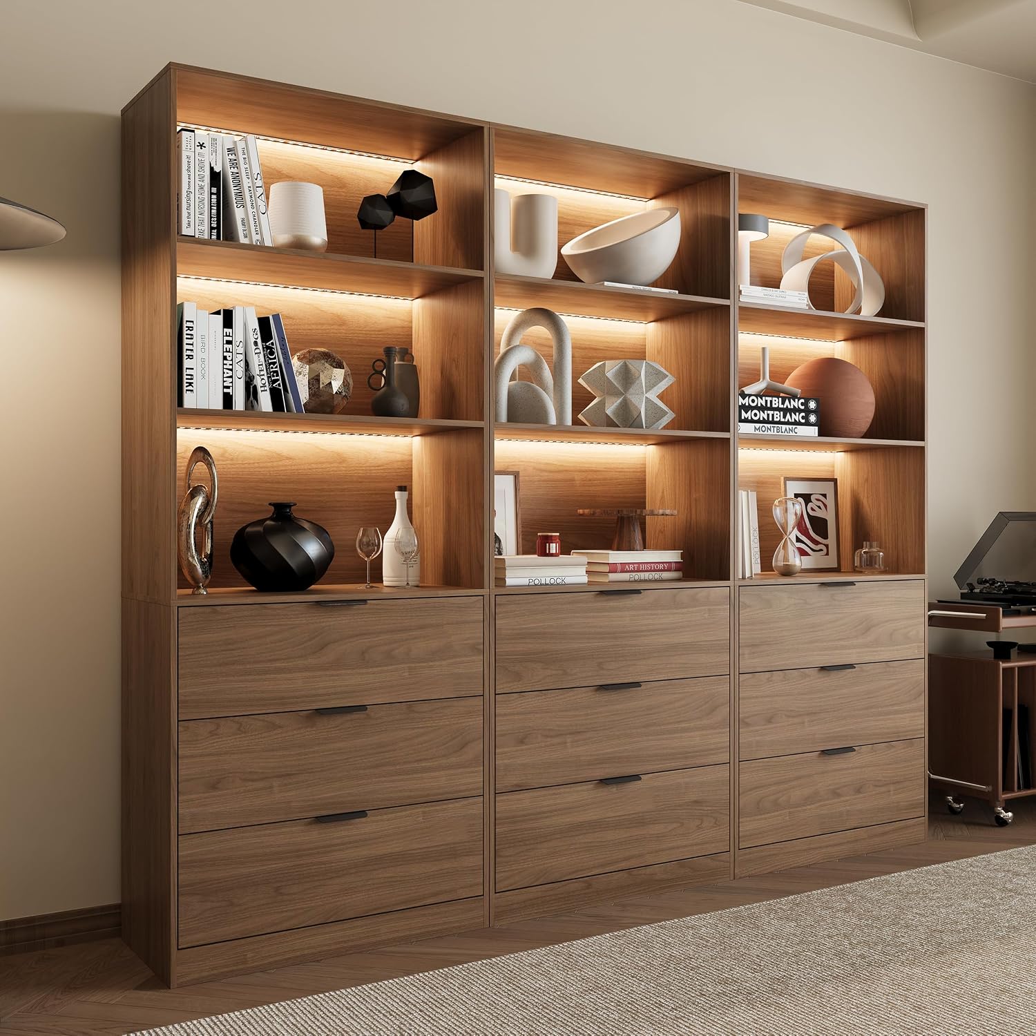 Bookshelf 5 Tier - 3 шт. подсвечиваемых книжных полок, 5-ярусный