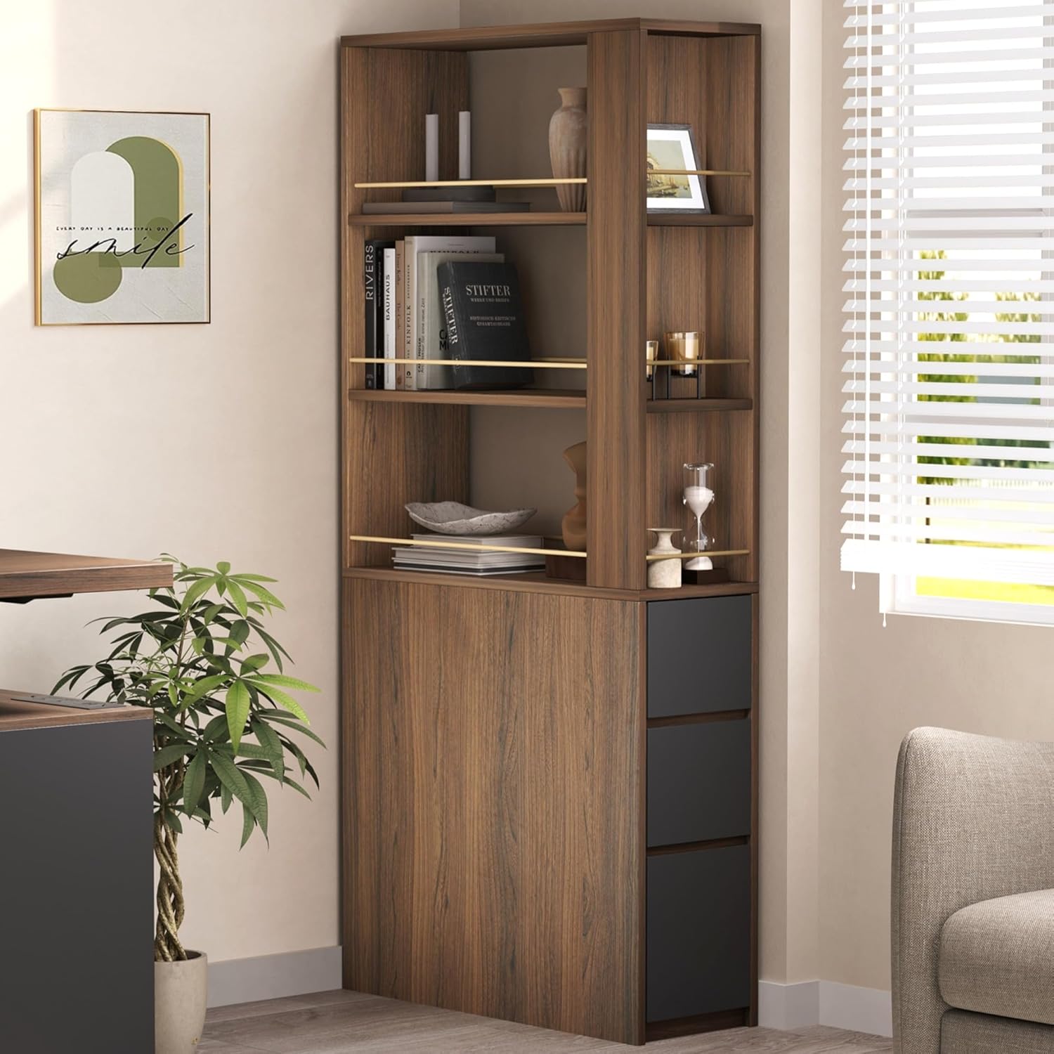 Угловая книжная полка 71 дюйм  – обзор и цена Office Furniture Custom
