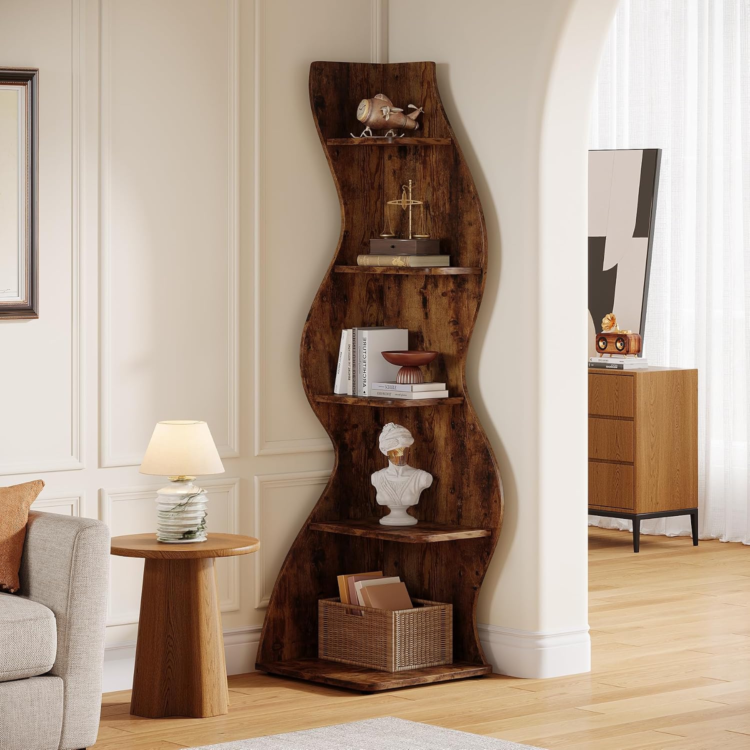 Волнистая угловая полка, совре – обзор и цена Bookshelf 5 Tier