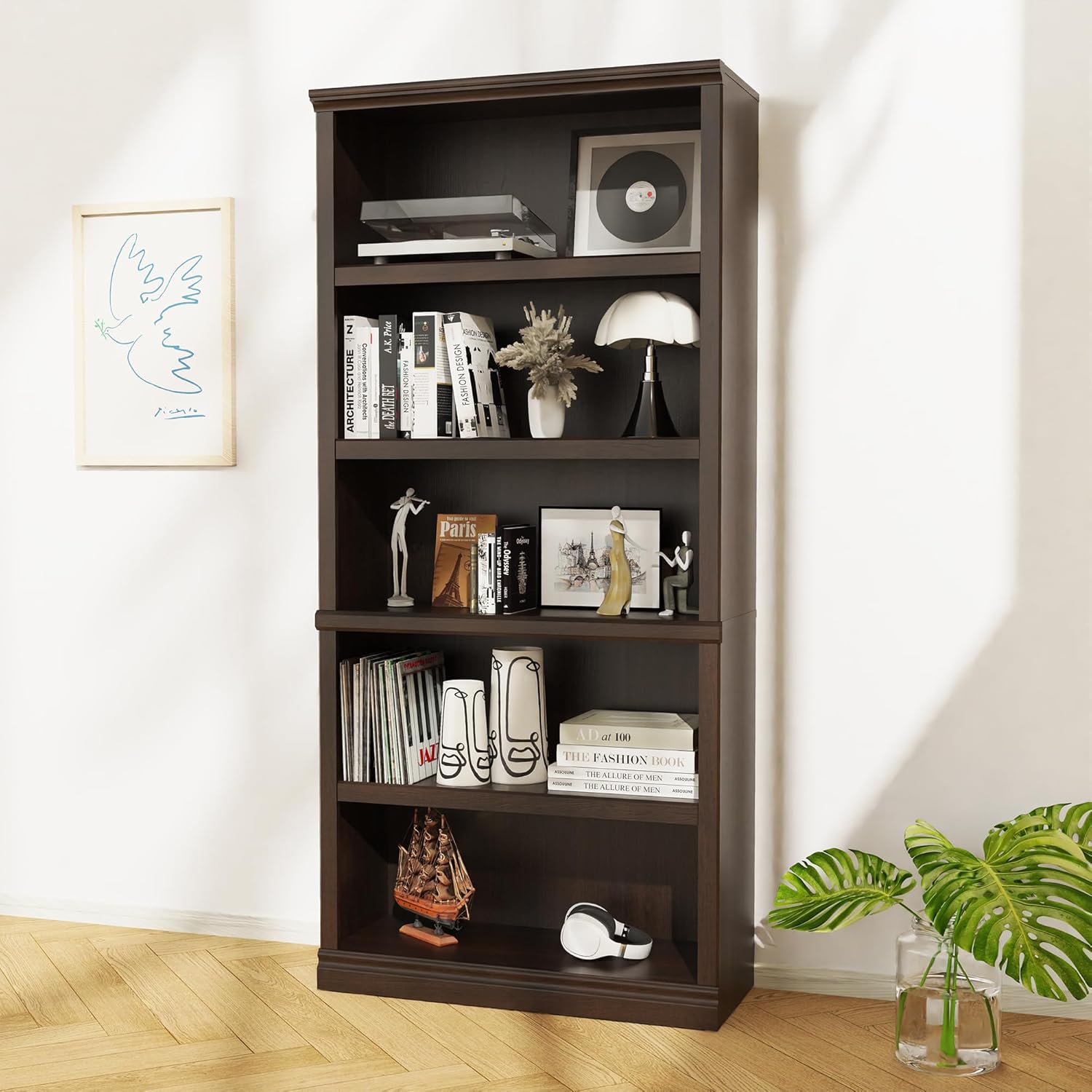 Высокий 5-ярусный открытый дер – обзор и цена Bookshelf 5 Tier