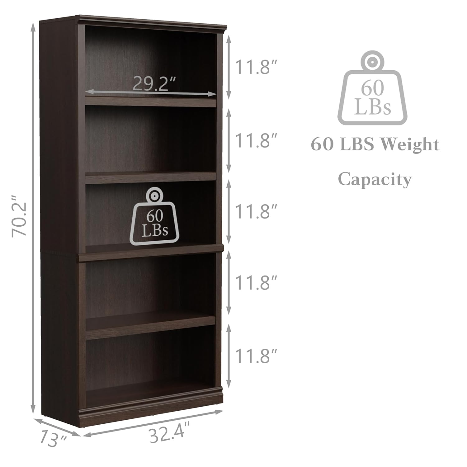 Высокий 5-ярусный открытый дер – обзор и цена Bookshelf 5 Tier