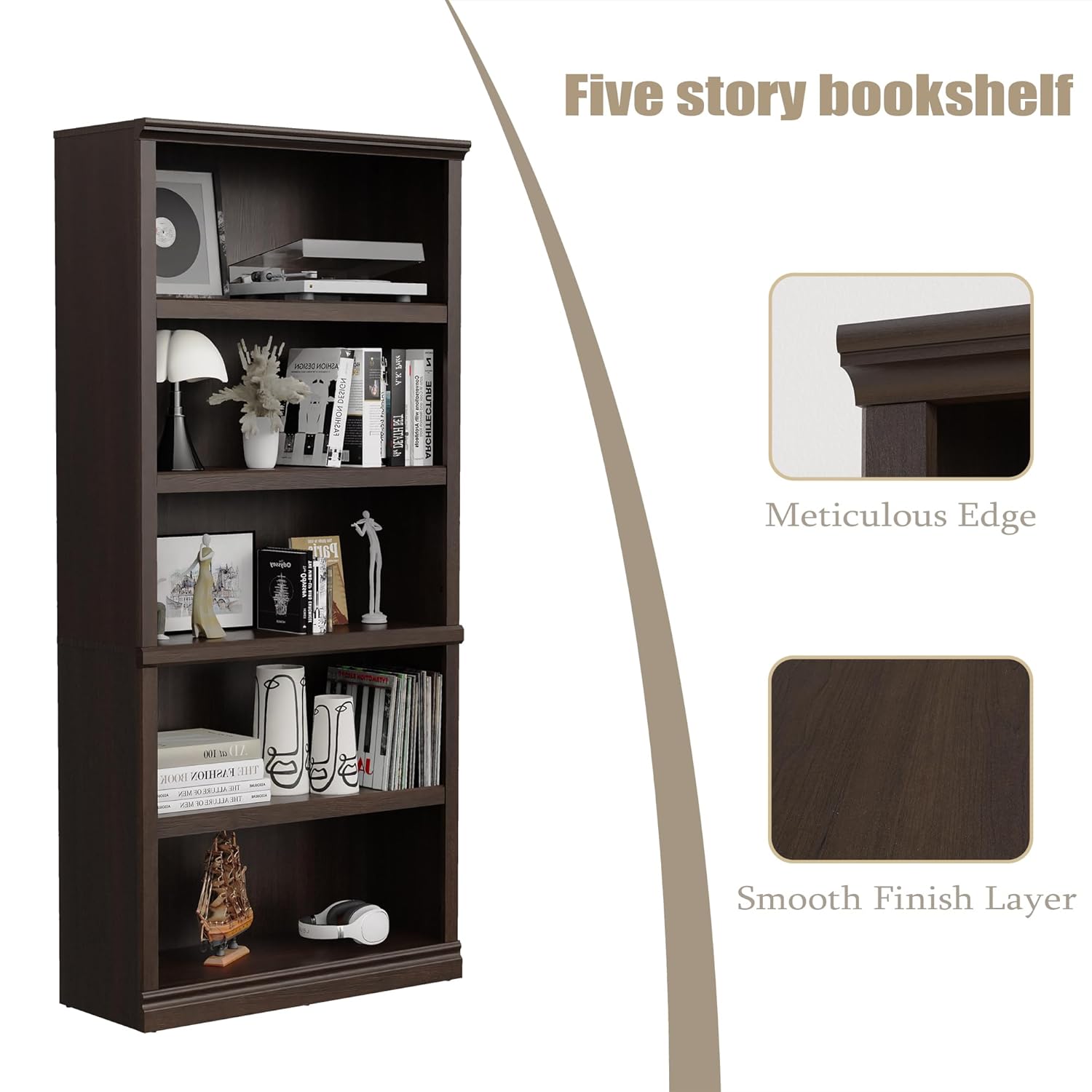 Высокий 5-ярусный открытый дер – обзор и цена Bookshelf 5 Tier